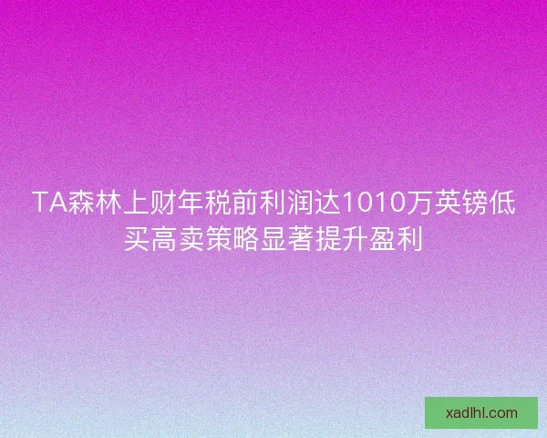 TA森林上财年税前利润达1010万英镑低买高卖策略显著提升盈利