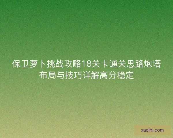 保卫萝卜挑战攻略18关卡通关思路炮塔布局与技巧详解高分稳定