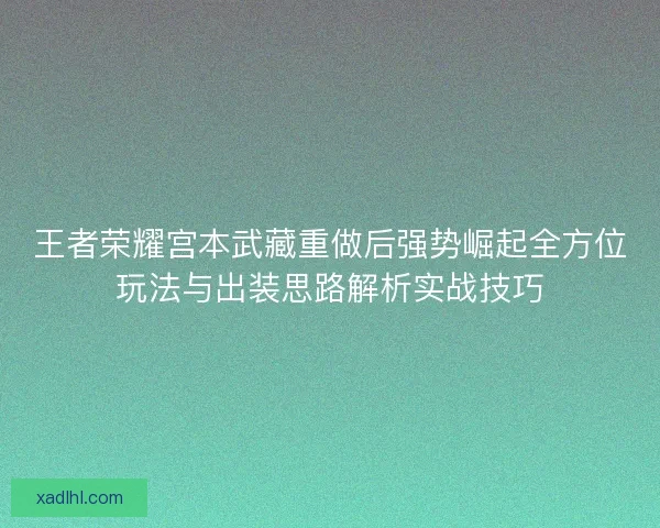 王者荣耀宫本武藏重做后强势崛起全方位玩法与出装思路解析实战技巧 王者荣耀宫本武藏重做后强势崛起全方位玩法与出装思路解析实战技巧